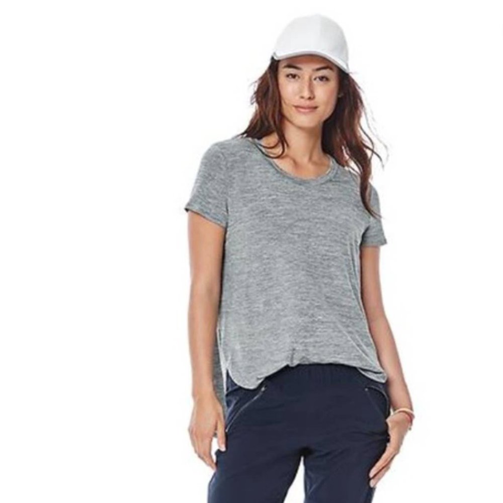 Athleta Utopia Short Sleeve Tee Gray/White XS - Picture 3 of 12